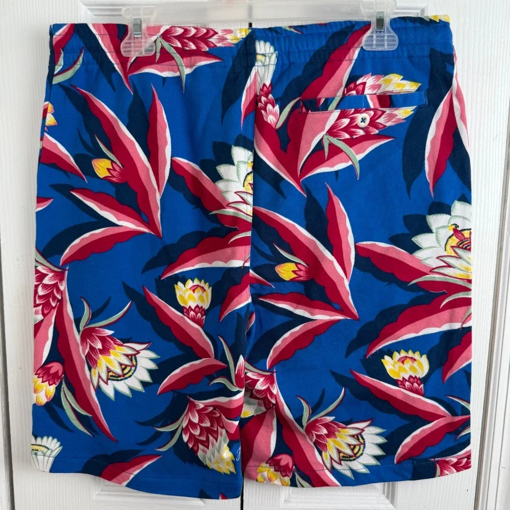 Polo Ralph Lauren Floral Terry Shorts Mens Blue Red Tropical Print 8.5